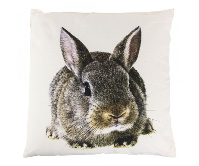 Bílý bavlněný polštář s králíčkem - 50*10*50cm