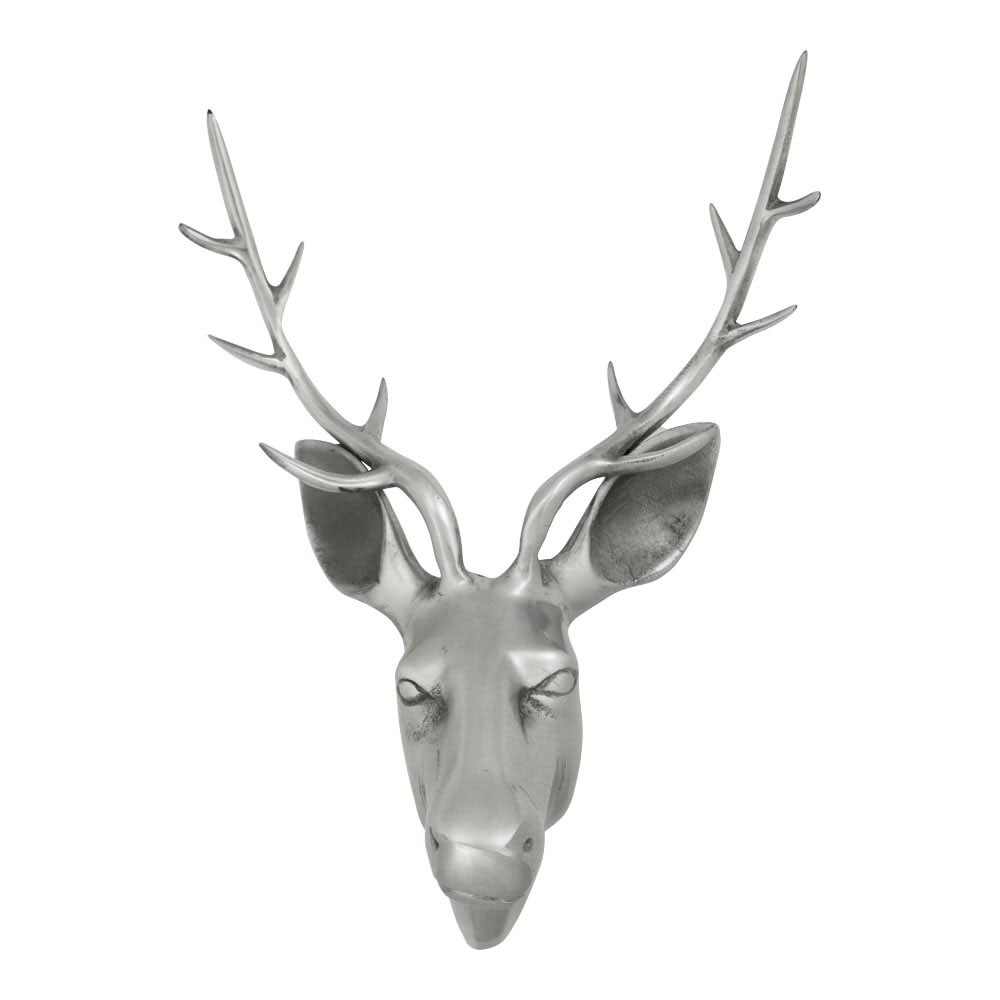 Sříbrná nástěnná dekorace hlava jelena Deer L - 45*30*65cm Mars & More