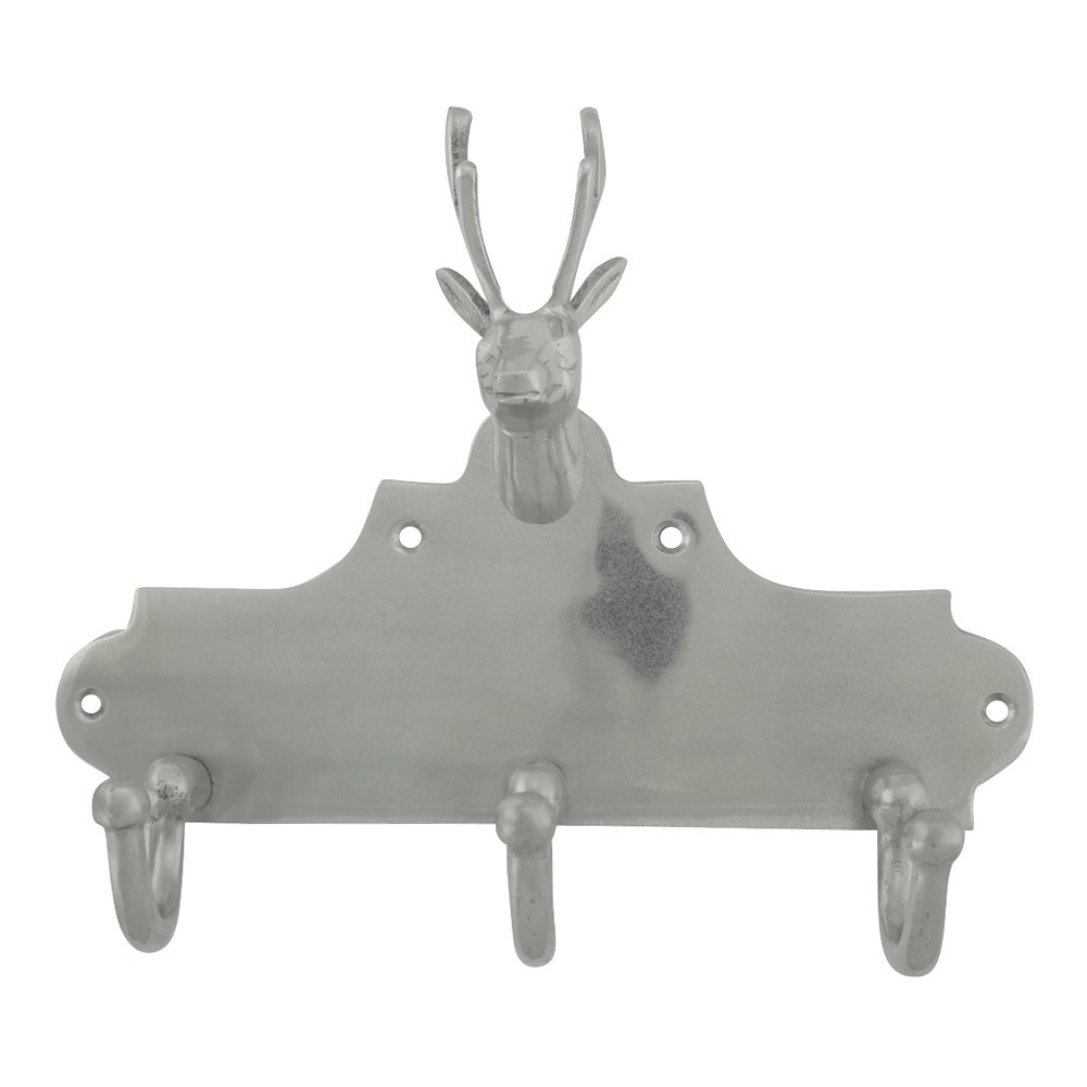 Nástěnný kovový stříbrný věšák s jelenem - 24*11*31cm EHHHK