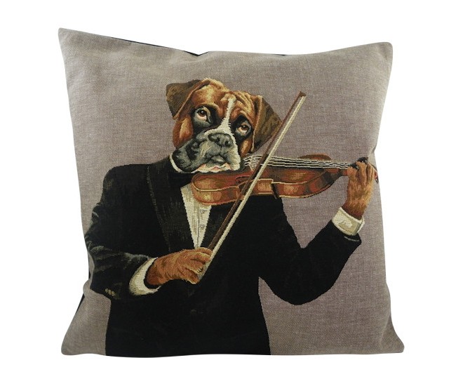 Gobelínový polštář Pes s houslemi - 45*15*45 cm