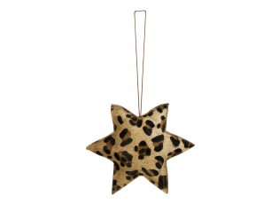 Závěsná dekorativní ozdoba Hvězda s motivem leopardí kůže z hovězí kůže L - 20*20*5cm