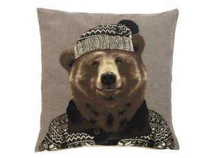 Gobelínový polštář Medvěd s čepicí - 45*15*45 cm