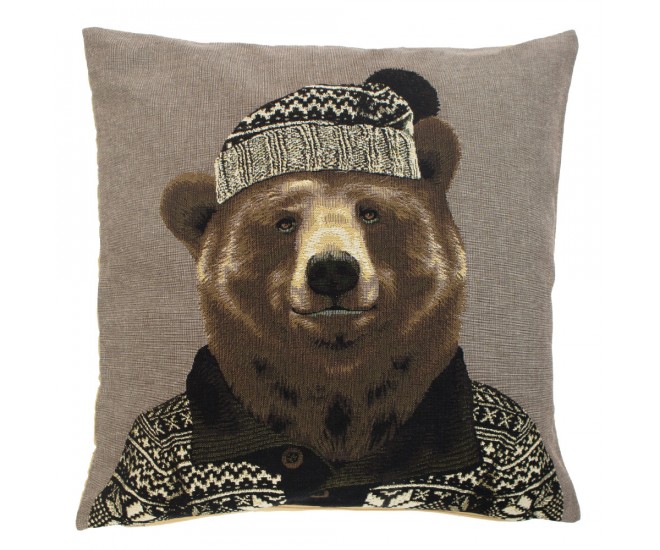 Gobelínový polštář Medvěd s čepicí - 45*15*45 cm