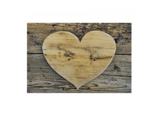 Rohožka srdce na dřevěném podkladu - 75*50*1cm