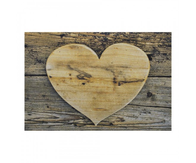 Rohožka srdce na dřevěném podkladu - 75*50*1cm
