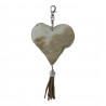 Klíčenka srdce s třásní z hovězí kůže - 10*10*5cm