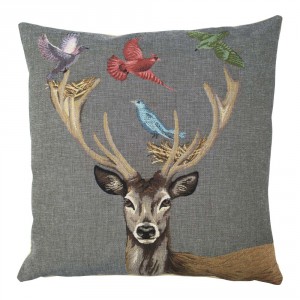 Gobelínový polštář Jelen s ptáčky - 45*15*45cm