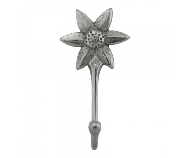 Stříbrný kovový háček květina - 6*3*11cm