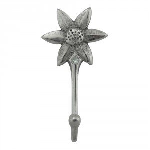 Stříbrný kovový háček květina - 6*3*11cm