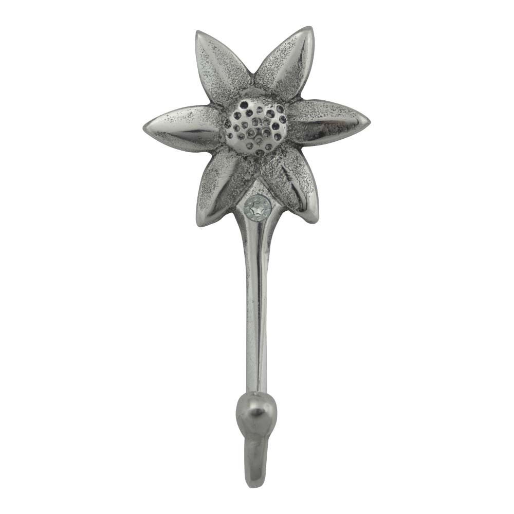 Stříbrný kovový háček květina - 6*3*11cm Mars & More