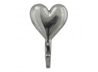 Kovový stříbrný nástěnný háček Srdce - 8*3*13cm