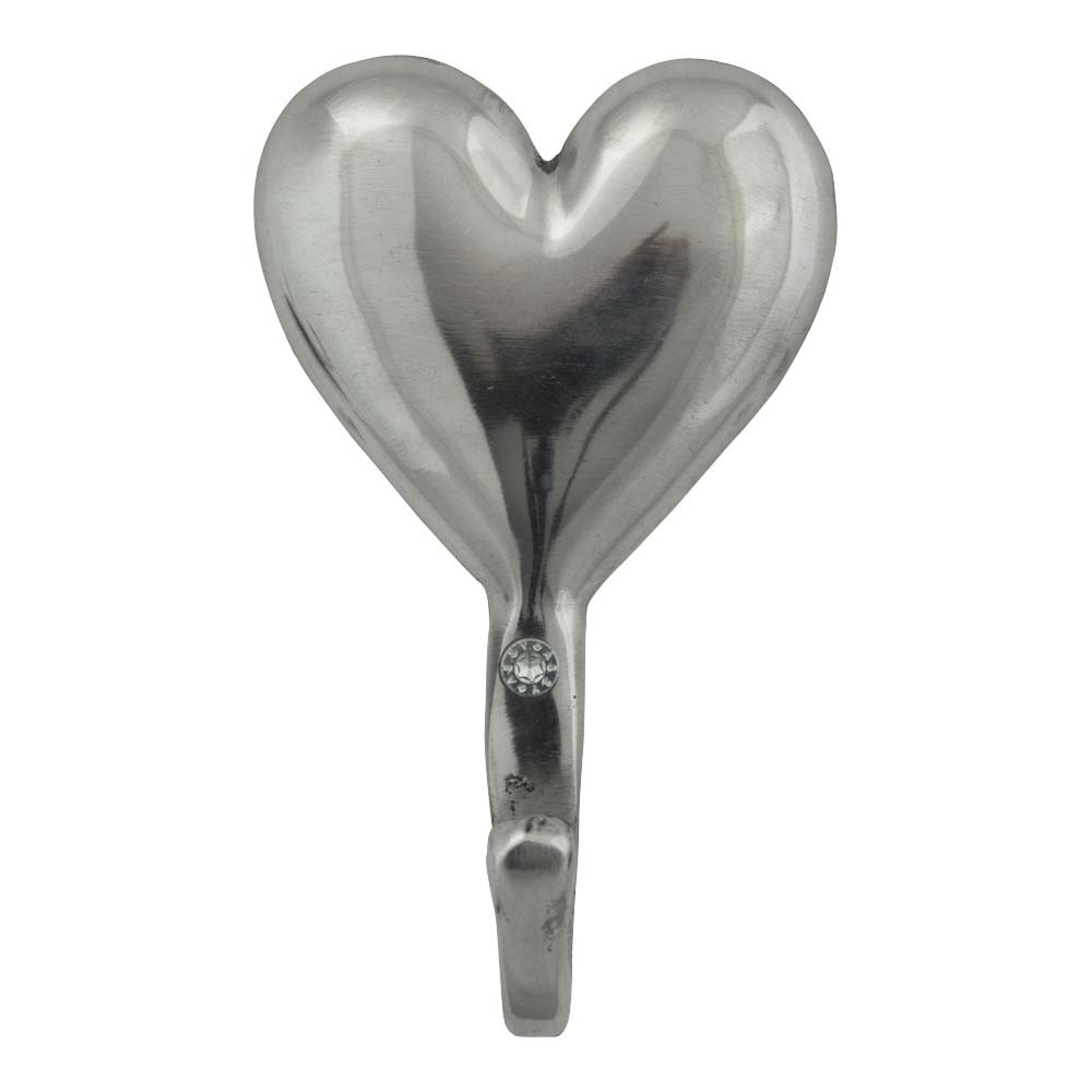 Kovový stříbrný nástěnný háček Srdce - 8*3*13cm EHHGHRT