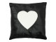 Černý kožený polštář se srdcem (bos taurus taurus) - 45*45*5cm