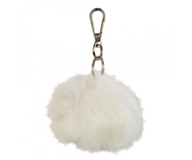 Klíčenka pom pom bílá - 7*9*13,5cm