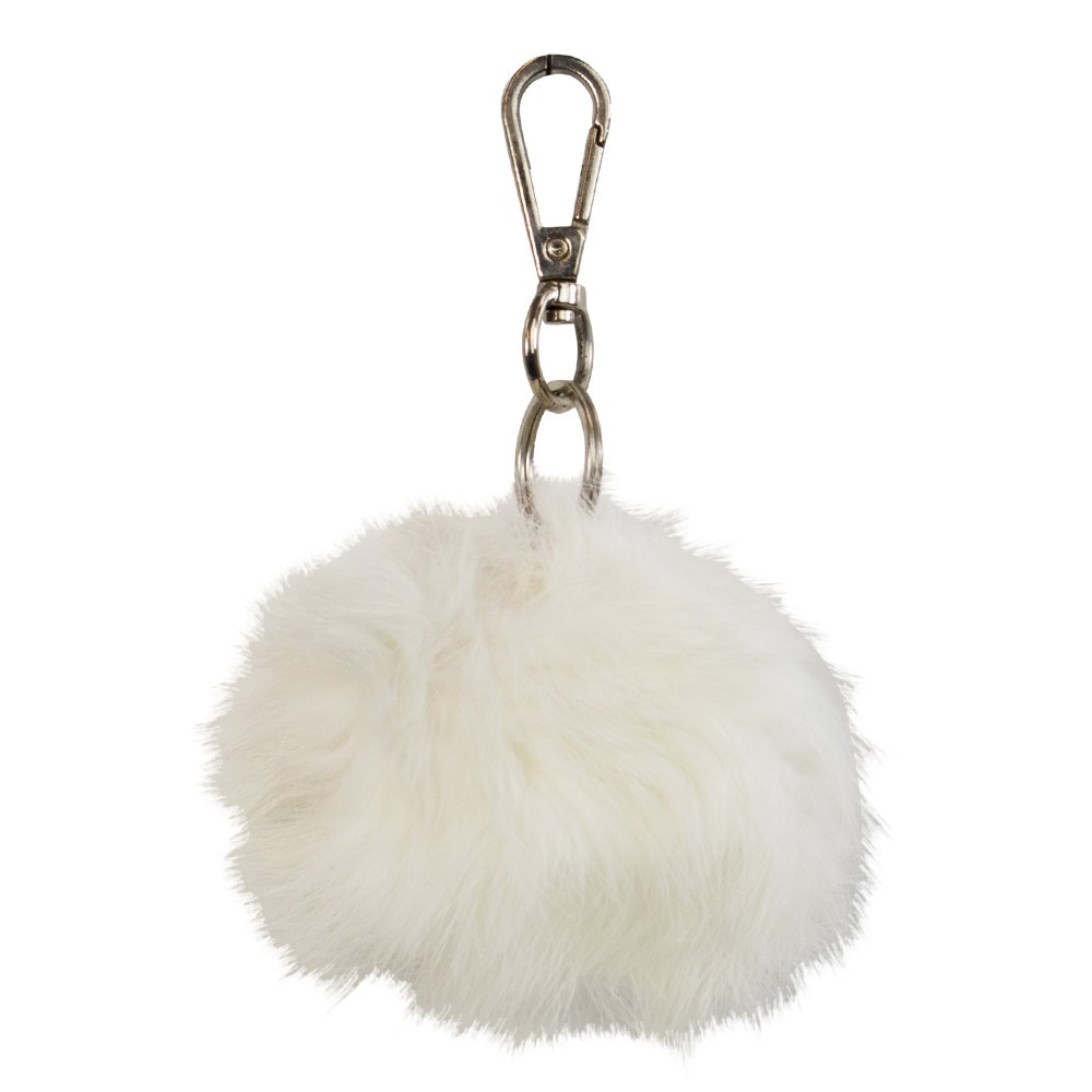 Klíčenka pom pom bílá - 7*9*13,5cm Mars & More