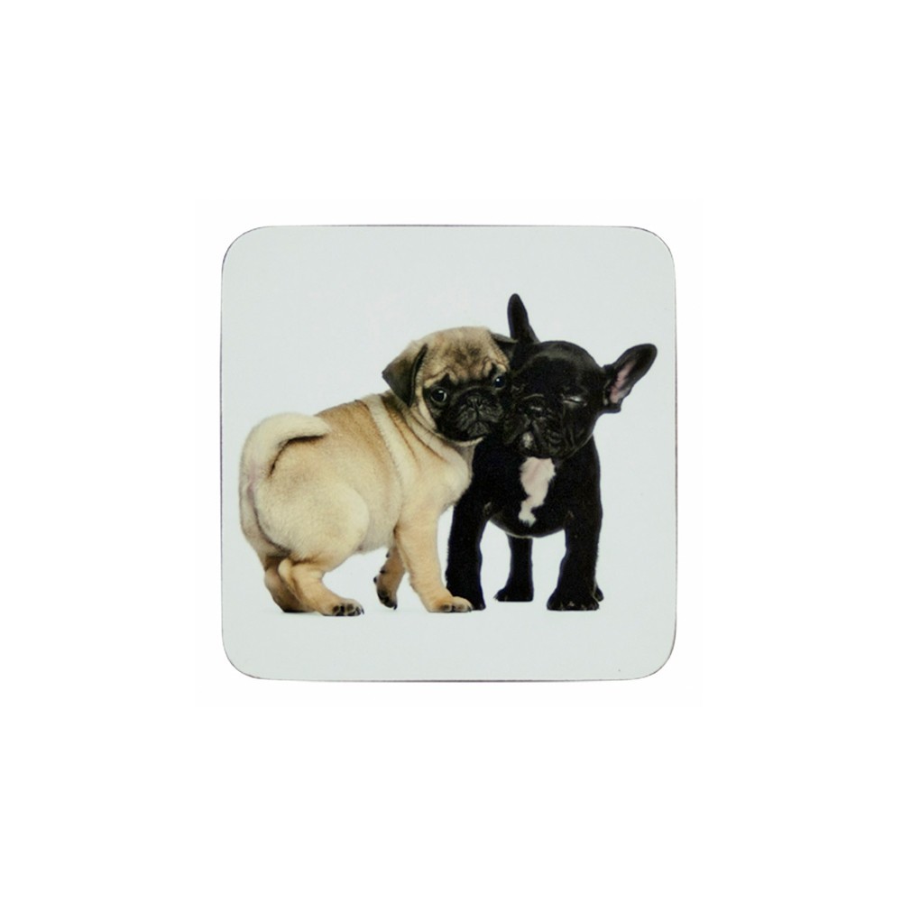 6ks korkové podtácky Mops a Francouzský buldoček - 10*10*0,4cm