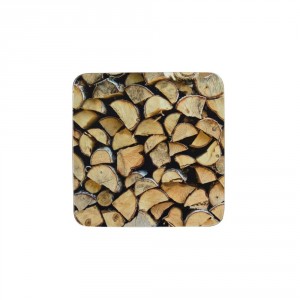 6ks pevné korkové podtácky s motivem dřeva Fireplace wood - 10*10*0,4cm