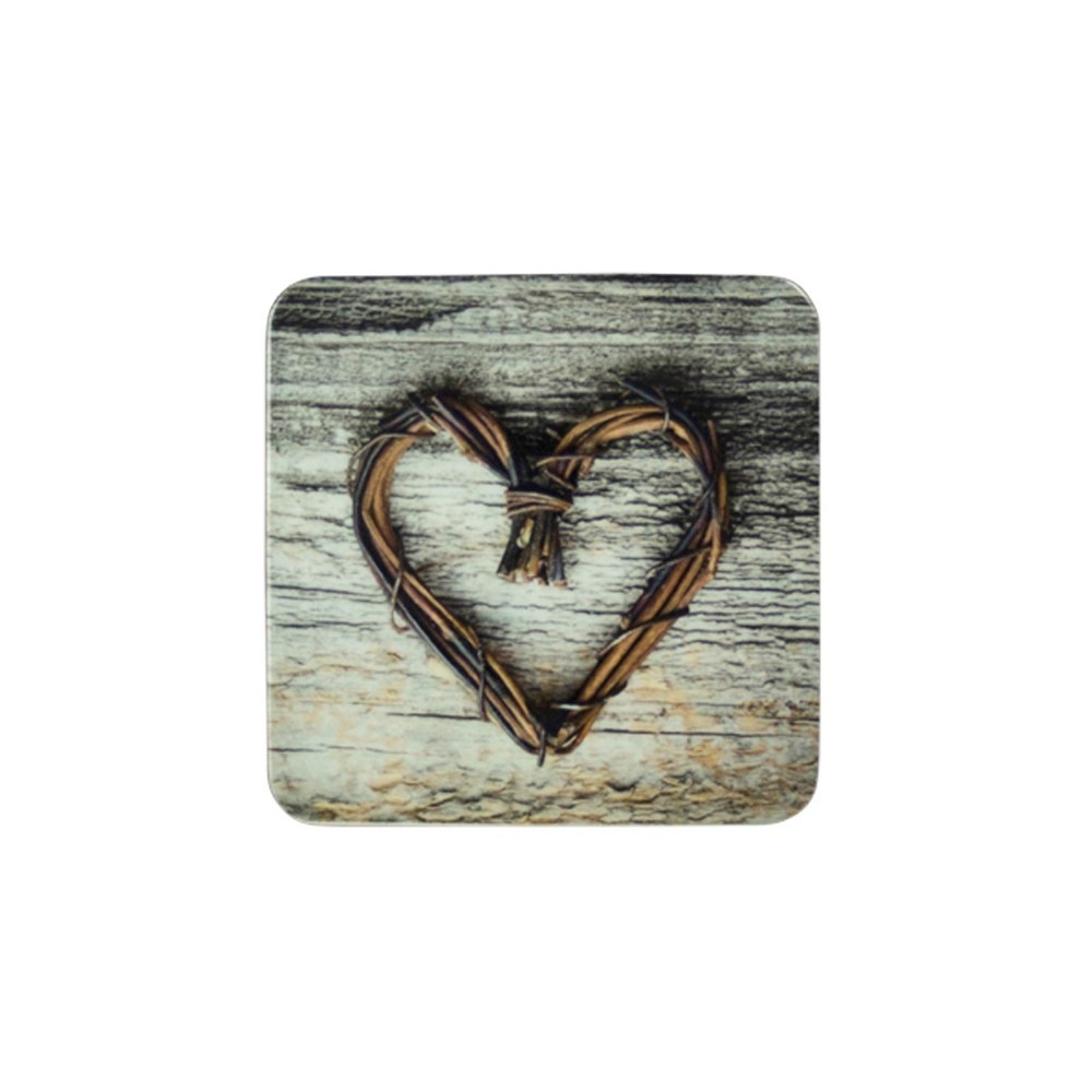 6ks pevné korkové podtácky srdce z větviček Heart Twig - 10*10*0,4cm