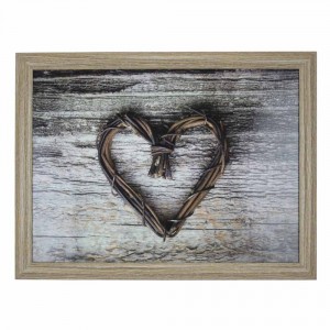 Podnos na nohy se srdcem z proutí - 43*33*7cm