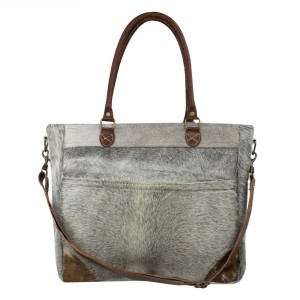 Šedá kožená kabelka přes rameno Vintage - 37*7*33cm