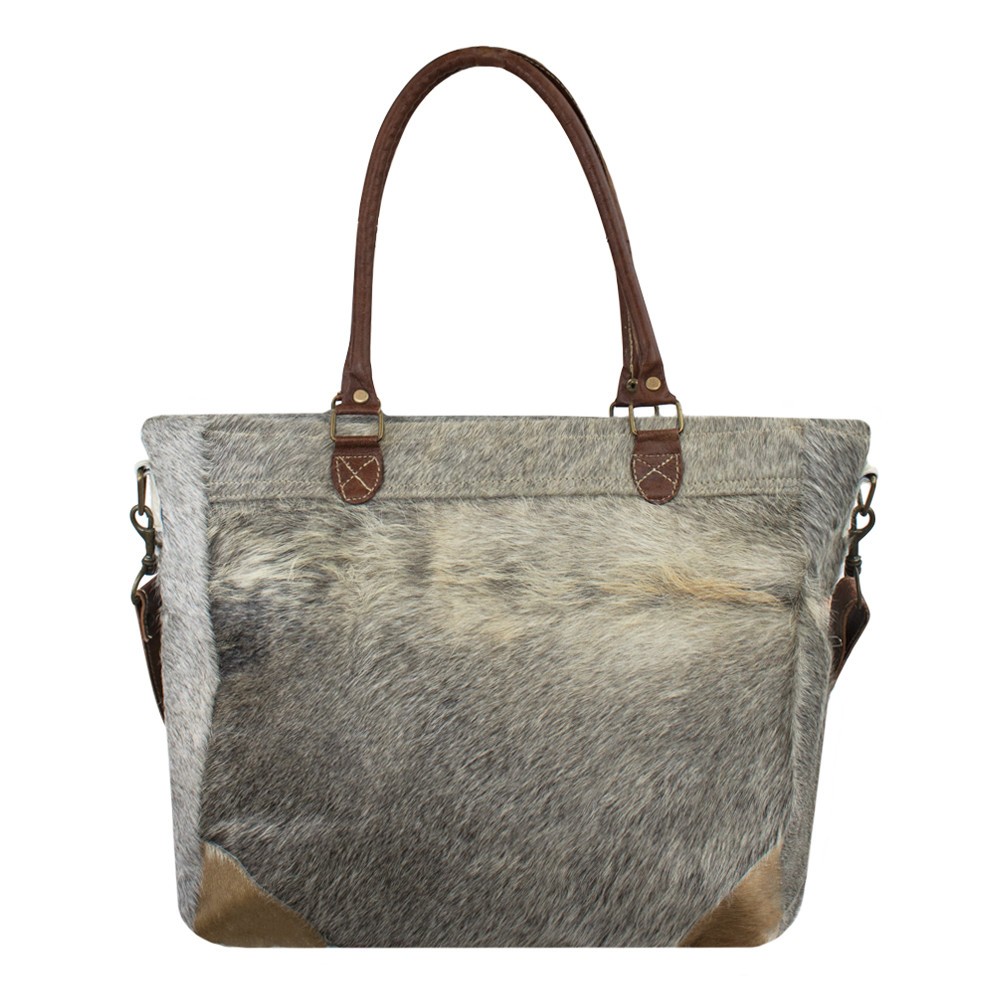 Šedá kožená kabelka přes rameno Vintage - 37*7*33cm