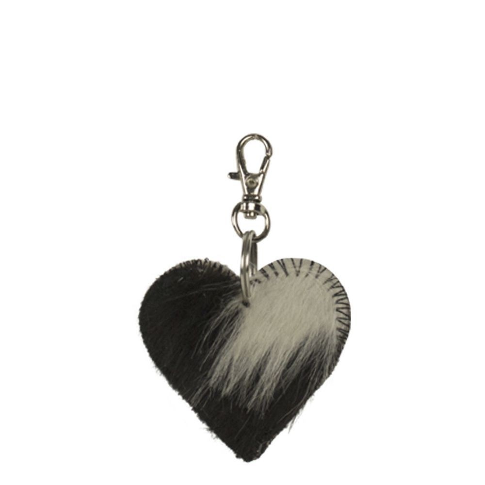 Klíčenka mini šedo černé srdce z hovězí kůže - 5*5*2cm Mars & More