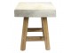 Dřevěná stolička s šedo bílým čtvercovým podsedákem z hovězí kůže - 35*35*35cm
