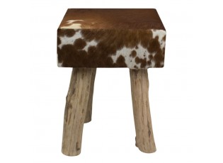 Dřevěná stolička s koženým sedákem Cowny - 30*30*45cm