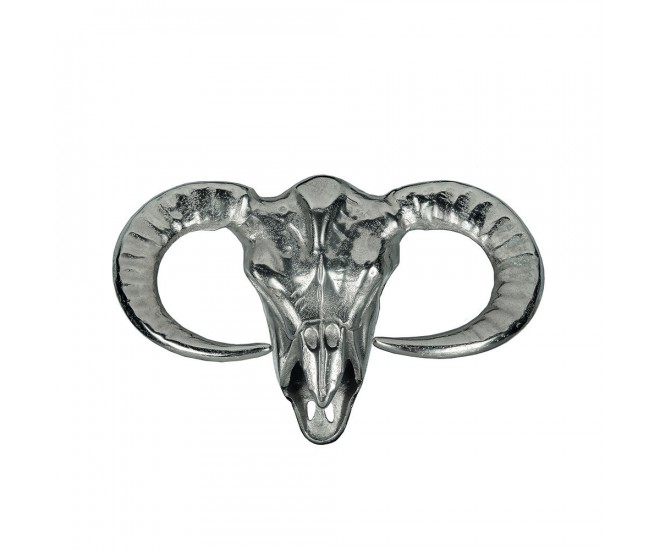 Nástěnná stříbrná dekorace lebka býka - 45*30cm
