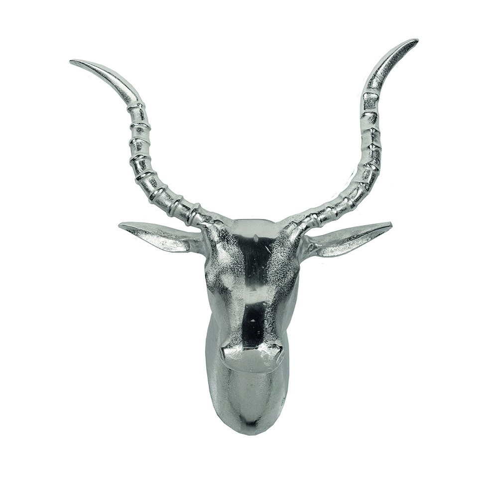 Stříbrná nástěnná dekorace hlava Antilopa - 42*47cm Mars & More