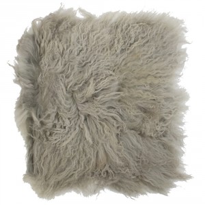 Kožený šedý podsedák dlouhý chlup Curly hair - 40*40*2cm 
