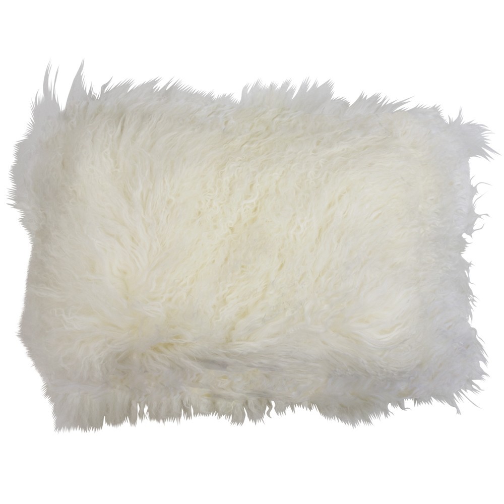 Polštář bílá ovčí kůže kudrnatý dlouhý chlup Curly white - 35*50*10cm Mars & More