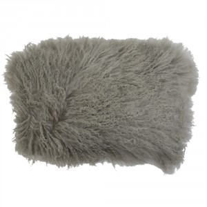 Polštář šedá ovčí kůže kudrnatý dlouhý chlup Curly grey - 35*50*10cm