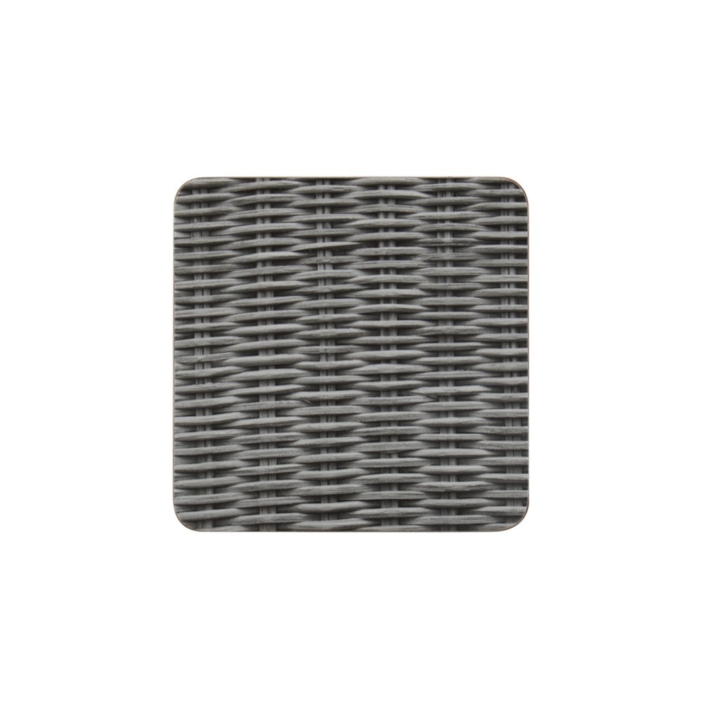 6ks pevné korkové šedé podtácky s motivem pleteného ratanu - 10*10*0,4cm Mars & More