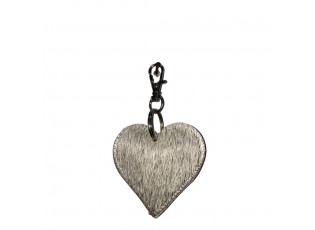 Klíčenka mini šedivé srdce z hovězí kůže - 5*5*2cm