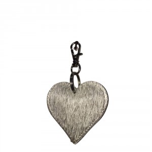 Klíčenka mini šedivé srdce z hovězí kůže - 5*5*2cm