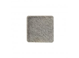 Kožený čtvercový podtácek šedý (bos taurus taurus) - 9*9*0,3cm