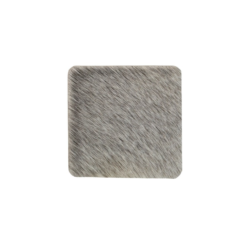 Levně Kožený čtvercový podtácek šedý (bos taurus taurus) - 9*9*0,3cm OMOZVKG