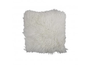 Bílý čtvercový polštář z ovčí kůže - 40*40*10cm
