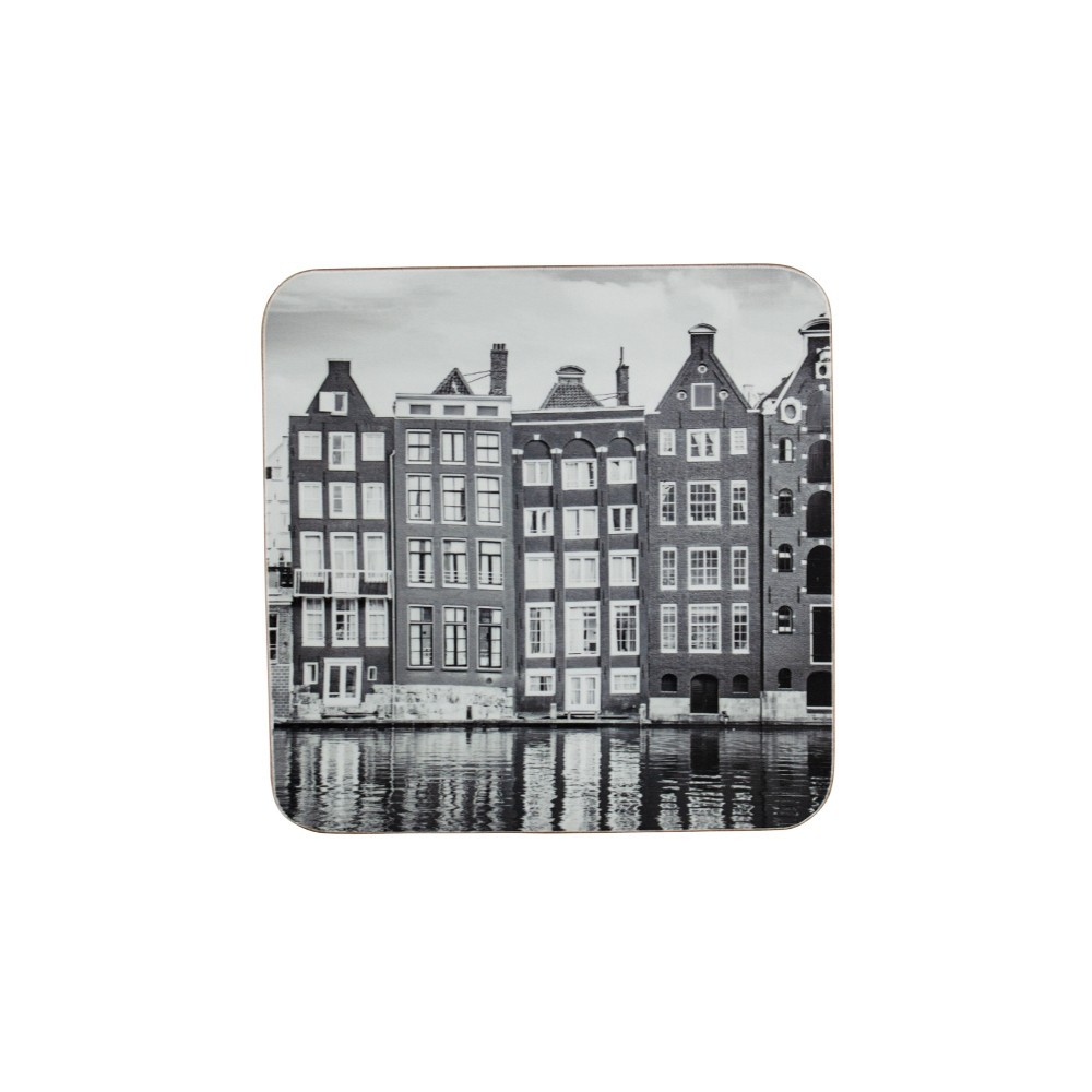 6ks pevné korkové podtácky s motivem Amsterdam - 10*10*0,4cm