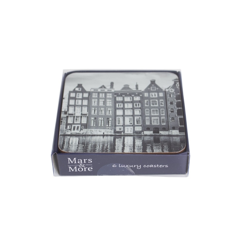 6ks pevné korkové podtácky s motivem Amsterdam - 10*10*0,4cm