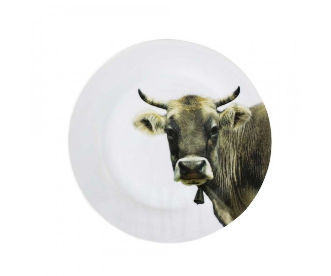 Porcelánový jídelní talíř s motivem krávy - Ø 27*3cm