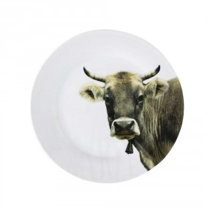 Porcelánový jídelní talíř s motivem krávy - Ø 27*3cm