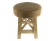 Dřevěná kulatá stolička s koženým sedákem - Ø 35*35cm