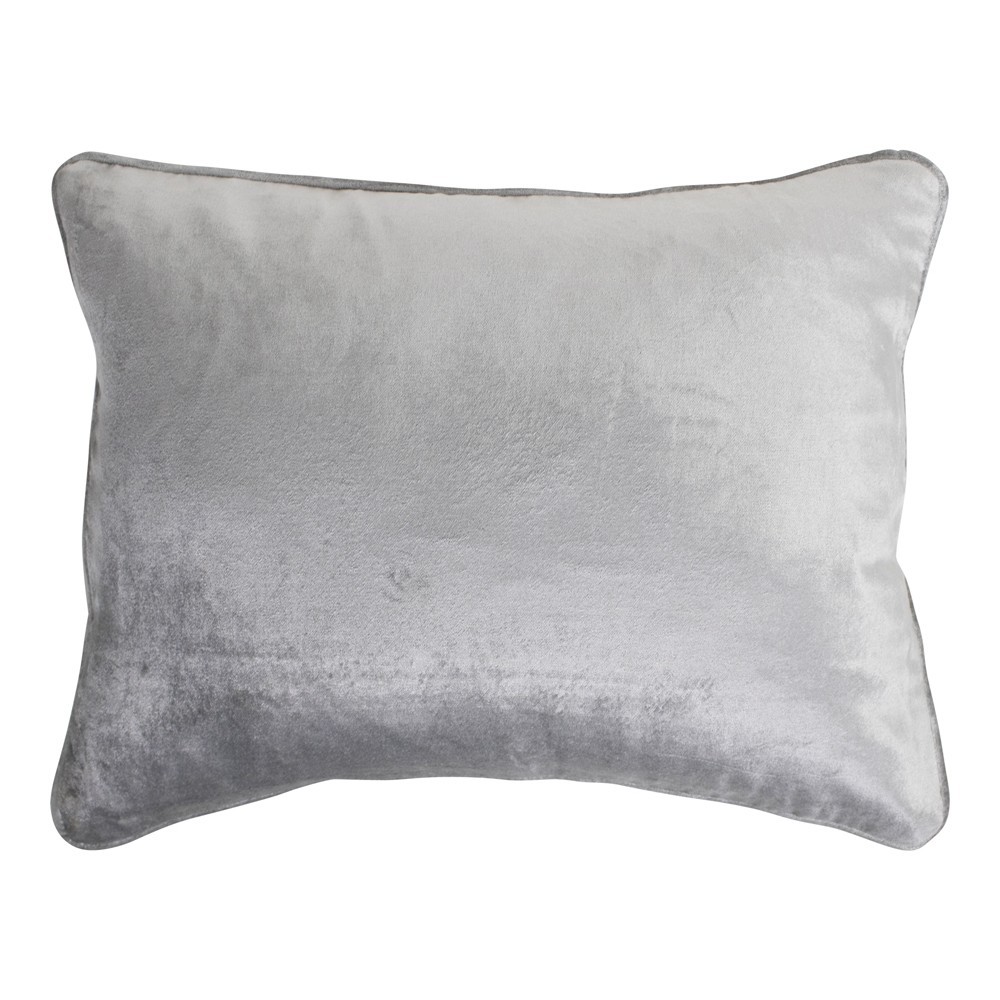 Obdélníkový šedo stříbrný sametový polštář Grey - 35*45cm