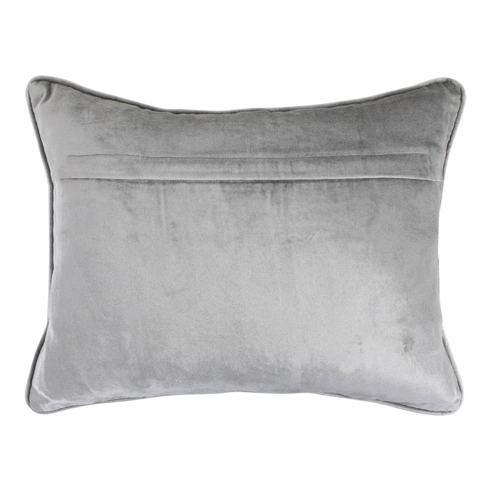 Obdélníkový šedo stříbrný sametový polštář Grey - 35*45cm