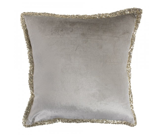 Béžový sametový polštář lemovaný flitry Pailette - 40*40cm