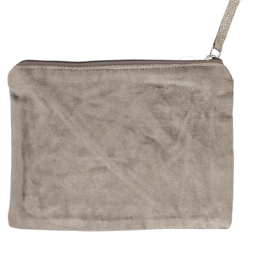Taupe sametová toaletní taštička - 15*21cm