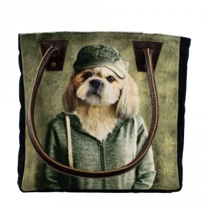 Sametová kabelka s koženými uchy mr. Dog - 32*30*19cm