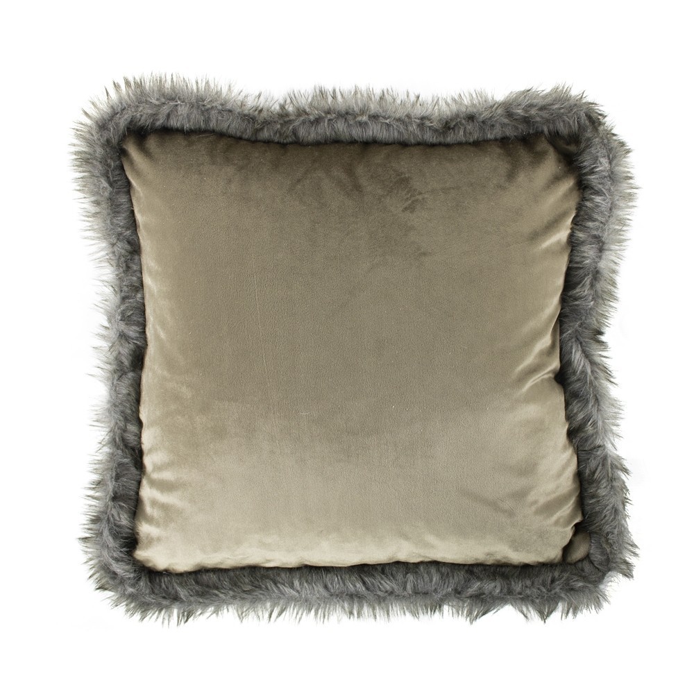 Bílo - zlatý sametový polštář lemovaný kožešinou Copp - 45*45*10cm